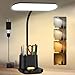 DEEPLITE Lampe de bureau LED avec adaptateur USB de charge, lampe d'étude pour dortoir, maison, bureau, 3 couleurs, intensité variable, lampe de table à contrôle tactile, support pour stylo/téléphone