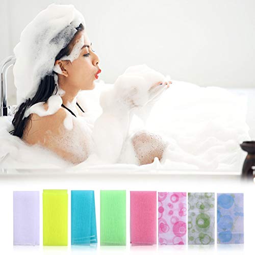 Lurrose 8Pcs Toalha de Banho Longa de Náilon Esfoliante Bucha Esfoliante Corporal para Casa de Banho