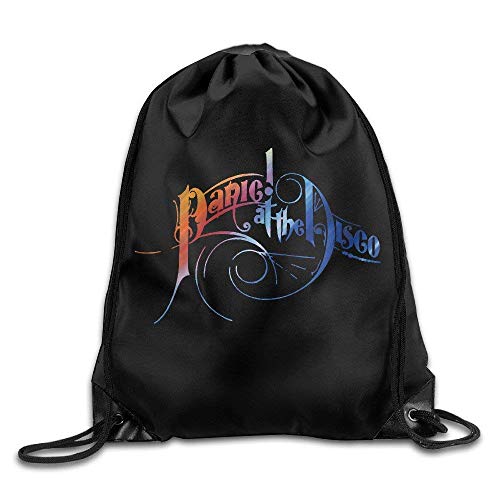 Creative Design Panic at The Disco Logo Drawstring Backpack Sport Bag for Men and Women，Drawstring Bag Sport Gym Backpack Gym Bag for Men and Women