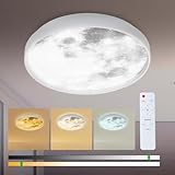 Xapolu 36W 15in Dimmable Moon Ceiling Light Fixture with Remote Control, 3600LM, Daylight White Flush Mount Kids Ceiling Light, Wall Mount Moon Light for Kids Room, Bedroom, Study Room, Aisle(White)