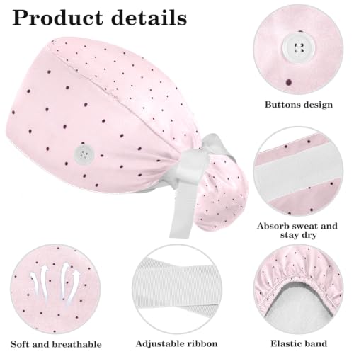 Image of Butterfly Scrub Cap Women with Ponytail & Buttons Adjustable Surgical Nurse Hat with Cotton Sweatband for Long Hair