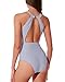 RXRXCOCO Women Tummy Control One Piece Swimsuit Bathing Suit 2026 Ruched High Neck Full Coverage Slimming Beach Swimwear M