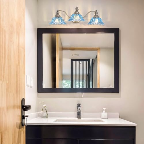 Image of XIEDUN Brushed Nickel 3 Light Vanity Light Vintage Bathroom Vanity Light Fixture