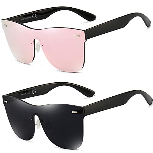 Dollger Trendy Mirrored Sunglasses for women men Rimless one piece colored lens reflective cool sunglasses