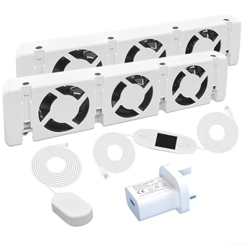 RANRAO Radiator Fan, 3.0 Radiator Fan Smart Radiator Booster Extension Set Ventilator Fan, Heater Booster For Underheaters And Radiators(D-uo set)