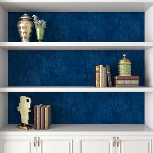 Decotalk Klebetapete Selbstklebend Wand Samtstoff Tapete Dunkelblau 40X500cm Wände Tapeten Blau Stretch Stoff Luxus Tapete für Zimmer Samt… – Ansicht 3