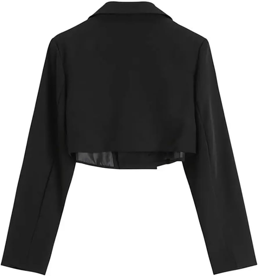 Women's Metal Chain Short Harajuku Streetwear Patchwork Suit Office Commuting Short Jacket