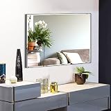 Bonverre 24 x 36 Inch Beveled Edge Rectangle Wall Mirror, Aluminum Frame Rectangular Mirror for Bath