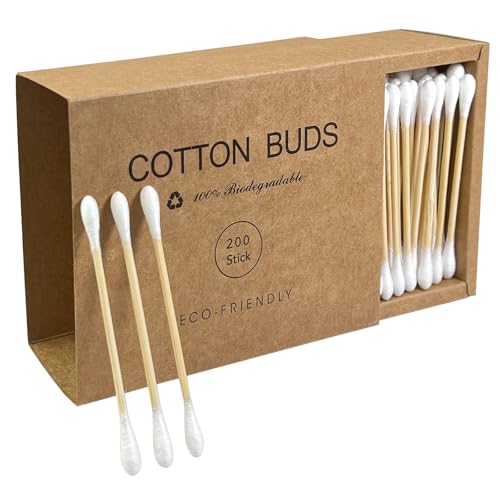 Bamboo Cotton Swabs - Sturdy Bamboo Core, Soft Cotton Tips - Disposable Swabs for Beauty, Makeup, Beauty, Skincare and Personal Care - Eco-Conscious P