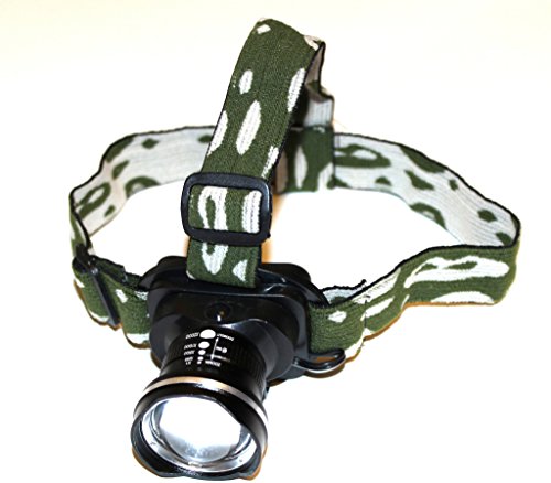 CursOnline® Torcia Frontale da Testa by Bailong BL-6807 con Led Bianco di nuova generazione mod. LED CREE Q5, Zoom e Batteria a Litio Interna Ricaricabile. Luce Potentissima.