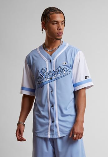 Starter Black Label St424-starter College Baseball Shirt Camiseta, Azul, L Hombres