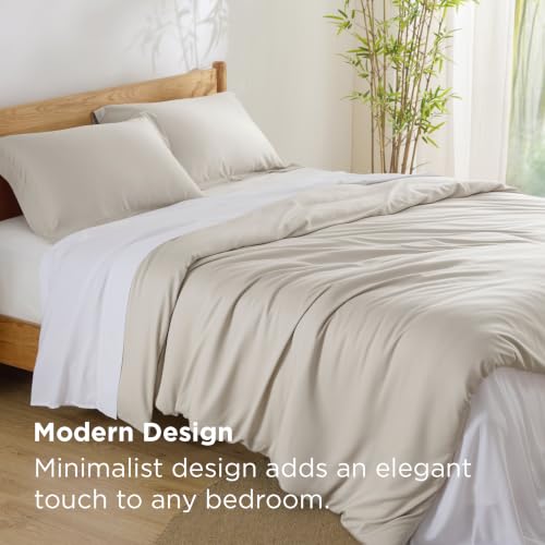 Image of Bedsure PureWoven Cooling Duvet Cover, Ideal for Hot Sleepers, King Size | 100% Viscose Derived from Bamboo, Lightweight & Silky Soft, Breathable Moisture-Wicking Bedding Set, 3 Pieces, Linen