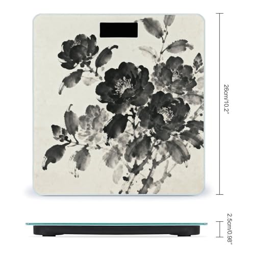 Balanza de Baño Digital Negra con Diseño Floral y Plataforma de Vidrio miniatura 2