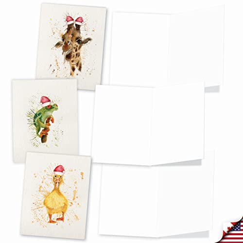 Image of The Best Card Company Variety Pack of 10 Christmas Greeting Cards with Envelopes, Humor Holiday Assortment for Men and Women (10 Designs, 1 Each) - Wildlife Expressions Holiday M2973XSB