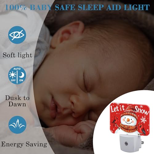 Image of Christmas Snowman Night Light for Kids, Let is Snow LED Night Light Plug into Wall with Dusk to Dawn Sensor for Girls Boys Women Men Room, Hallway, Kitchen, Bathroom, Stairs Decor