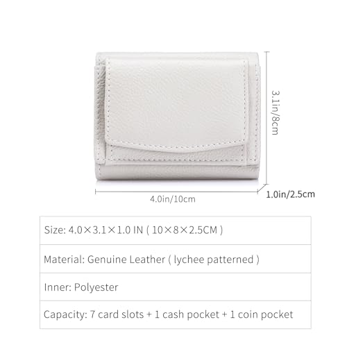 Image of Small Wallet Women Genuine Leather RFID Blocking Trifold Tiny Wallets with Snap Coin Pouch 7 Card Solts