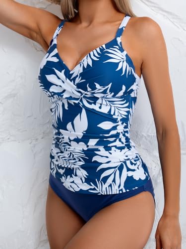 Image of B2prity Women's Tankini Swimsuits Tummy Control Ruched V Neck Bathing Suit