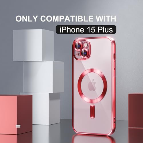 Image of Misea Magnetic for iPhone 15 Plus Case Compatible with MagSafe Red