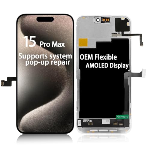 Fixes System Pop-Ups OEM-Grade for iPhone 15 Pro Max Screen Replacement Equipped with 3D LCD Touch Digitizer 6.7Inch Promotion 120Hz AMOLED Display Protective Film and Repair Tools