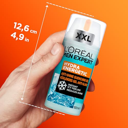 L'Oréal Men Expert XXL kühlende Gesichtspflege Anti-Glanz für Männer, Erfrischendes und mattierendes Gesichtsgel, Gesichtscreme für Herren, Hydra Energy, [Amazon Exclusive], 1 x 100 ml