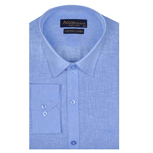 Image of ACCOX Men's Long Full Sleeves Regular Fit Cotton Linen Formal Plain Shirts(GCR53)