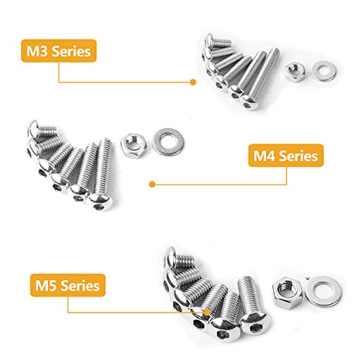 Vigrue 900Pcs Screws Bolts Nuts Washers Hardware Assortment Kit,Metric M3 M4 M 5 Hex Button Socket Head Cap Screws Nuts Assortment Set Kit #TOP1