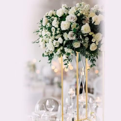 5 Goldene Blumenständer Mit Acrylplatten – 60 Cm Hoch, Für Tischdekoration Bei Hochzeit, Feier & Zuhause