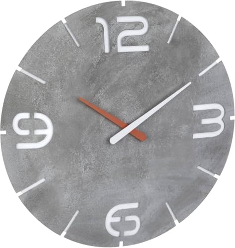 TFA Dostmann Funk-Wanduhr Contour, Funkuhr, 60.3536.15, gut ablesbar, Beton-Optik, ideal fĂĽr KĂĽche, Eingang oder BĂĽro, Design-Uhr, Industrial Design, grau