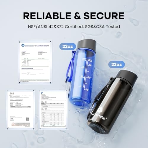 Image of SurviMate Purified Water Bottle for Camping, Hiking, Backpacking and Travel, BPA Free with 5-Stage Intergrated Filter Straw