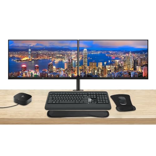 Image of HP EliteDisplay E27q G5 27 inch Quad HD 2560 x 1440 LED-Backlit IPS Monitor, 2-Pack Bundle with HDMI, DisplayPort, Dual Monitor Stand, USB-C Dock, MK540 Wireless Keyboard & Mouse, Mouse, Wrist Pad