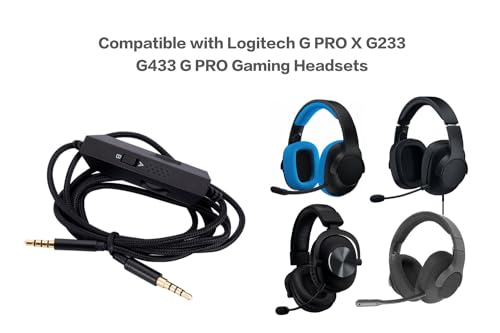 G PRO X G233 G433 G PRO Ersatzkabel, kompatibel mit Logitech G PRO X G233 G433 G PRO Gaming-Headset, Inline-Stummschaltung, Lautstärkeregler mit Mikrofon, Kopfhörer-Audio-Verlängerungskabel