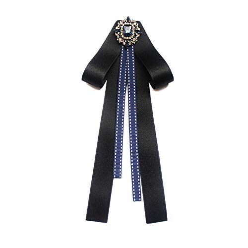 JKQBUX Women Bow corsage Rhinestone Bow Tie Brooch Pin Ribbon Neck Tie for Party Bow Tie for wedding Party Long Type