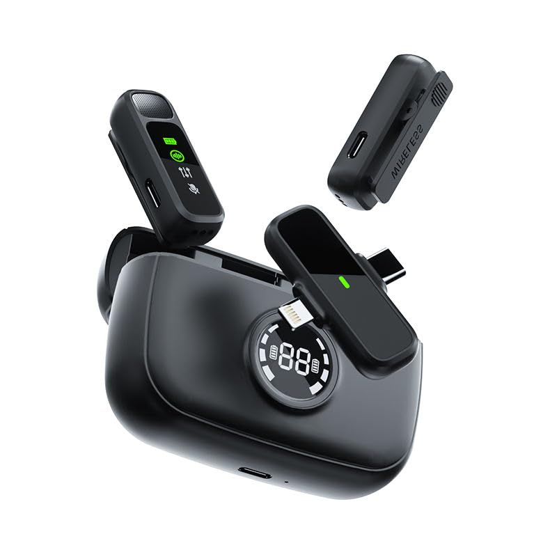 QAWACHH K30 wireless collar microphone with digital display one drag two wireless microphone Vlog live noise cancellation microphone