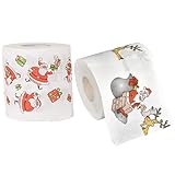 Papel higiénico de Papá Noel | Papel higiénico de Navidad, 2 rollos, rollo de Navidad impreso de Papá Noel, divertido, Feliz, a granel para decoración de baño, calcetines, regalos de fiesta