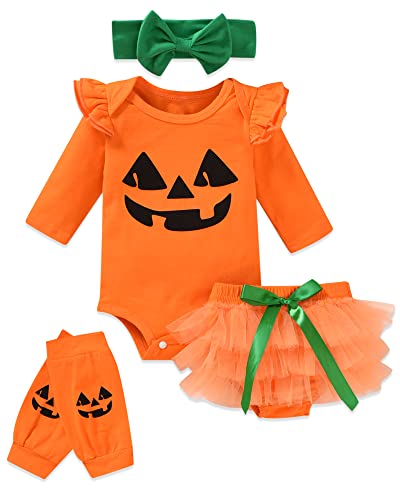 fioukiay 0-3 Months Baby Girls Clothes Sets (Orange, 0-3 Months)
