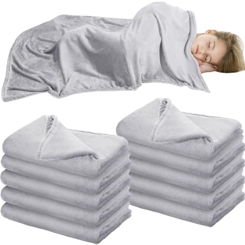 Image of Breling 20 Pcs Cot Blanket Toddler Daycare Nap Blanket for Kids 39 x 47 Inch Fleece Baby Warm Fluffy Cozy Rest Time Supplies for Classroom, Preschool, Daycare or Nursery (Dark Gray)