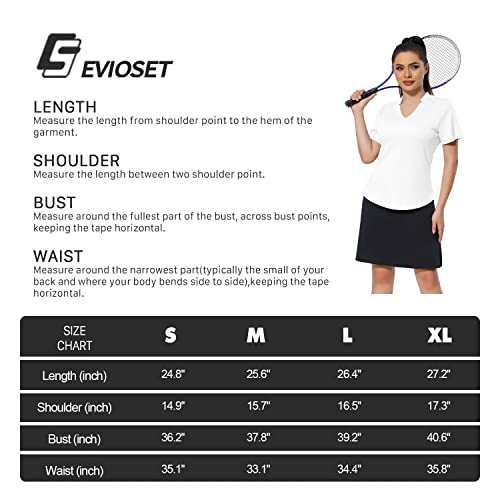 Evioset Womens Golf Shirts Mesh V Neck Lightweight Moisture Wicking Quick Dry Short Sleeve Tennis Polo Shirts White S #TOP5