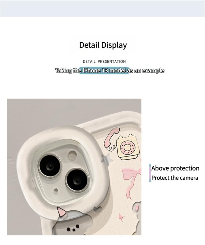 Image of COVERLY 3D Cute Creative Koala Bear Cartoon Teddy Candy Floral Decor Wave Curly Edge Invisible Double Phone Stand Holder Hard Bow Cat Cover Girly Charm Case for Apple iPhone 12 Pro (Pastel Pink)