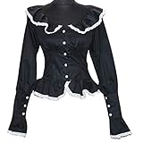  Black Sugar - Camisa medieval de encaje, estilo gótico Lolita Punk Emo Baroke Cosplay Maid Victoriano a ras del cuello Modèle B small