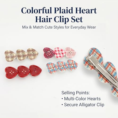 Pinzas para cabello con botón corazón 4 unidades miniatura 3