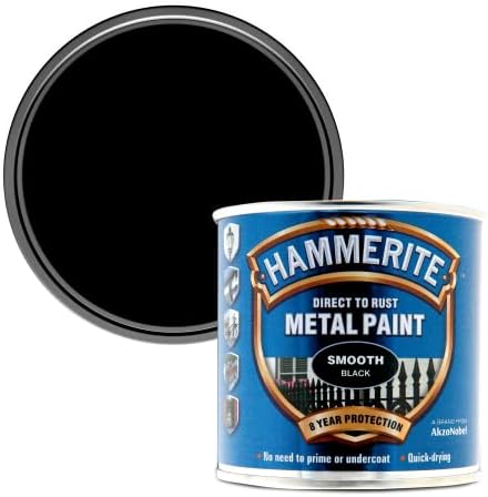 Hammerite 5084863 Direct to Rust Metal Paint - Smooth Black Finish 250ML