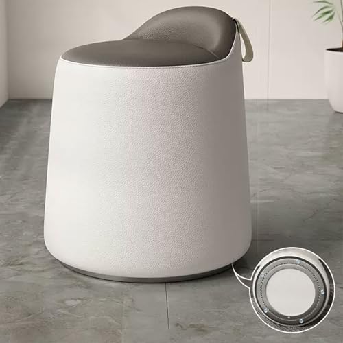 Taburete de maquillaje giratorio moderno marrón redondo suave acolchado para sala de estar y dormitorio, taburete multifuncional tapizado