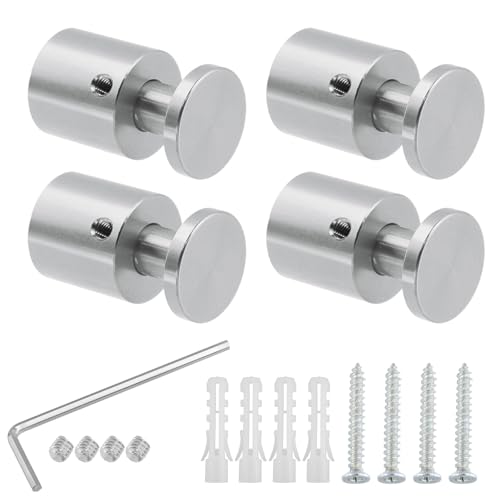 Image of Antrader 4Pcs 3 /4 inch x 3 /4 inch Aluminum Alloy Burglarproof Sign Standoffs,Silver | Glass Standoffs, Wall Mount Standoff Holder Advertise Fixing Nails