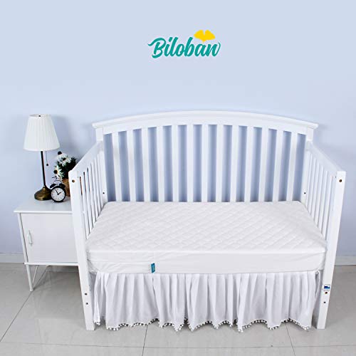 Image of Zippered Crib Mattress Protector Waterproof, 6-Sided Encasement, 2 Pack | White, Breathable Viscose Fabric, Absorbent Layer, Machine Washable, Fits Standard Crib Mattress