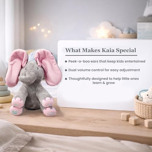 Image of Dimple Ella Elephant Animated Plush Singing Elephant With Peek-A-Boo Interactive Feature