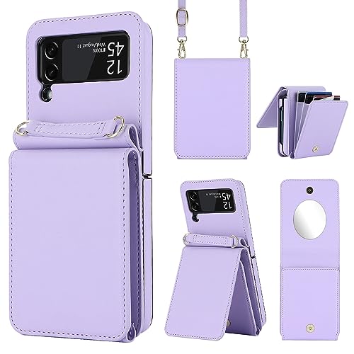 Coque de protection Samsung Z Flip 3 5G violette style sacoche pour femme