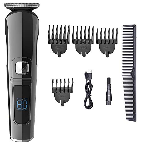CAIYUE Cortadora de cabello,cortadora de cabello profesional a prueba de agua IPX6, máquina de afeitar de cabello largo, máquina de afeitar recargable para cabello con pantalla LCD, 6 peines