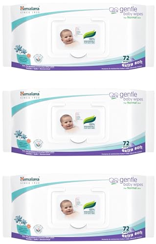 Himalaya Gentle Baby Wipes With Indian Lotus & Aloe Vera, 72 Wipe...
