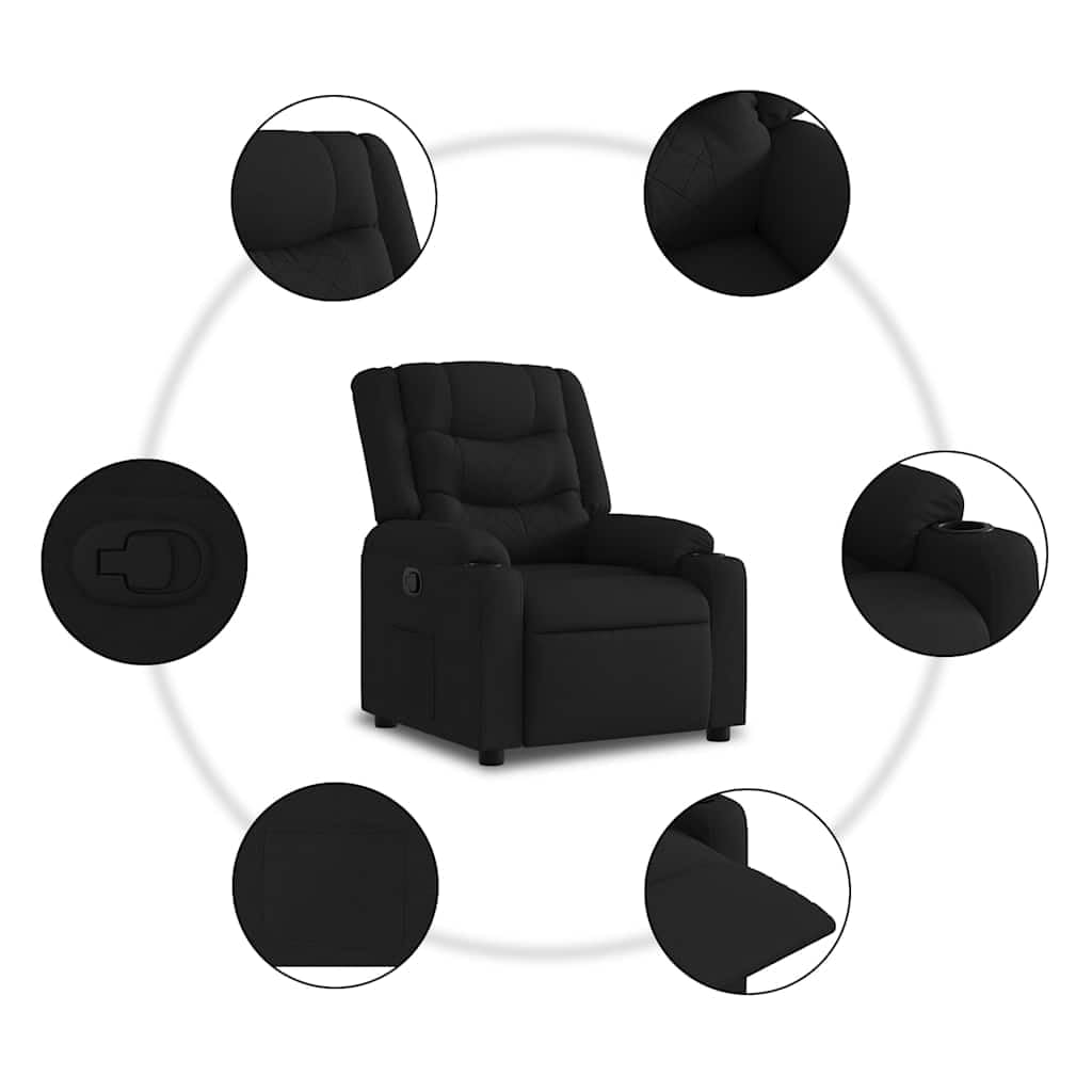 Sillón Relax Negro Tela Manual Ajustable TV Sillón