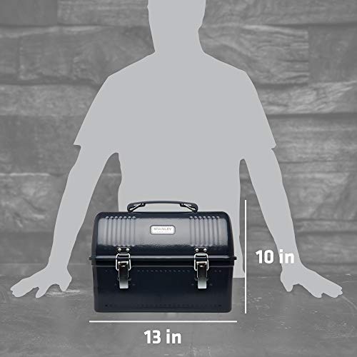 Image of STANLEY Classic Lunch Box 10 qt | Vintage Metal Lunchbox | Durable Meal Container with Handle and Latch | Stores Food, Drinks, Thermos, Water Bottle | Hammertone Navy
